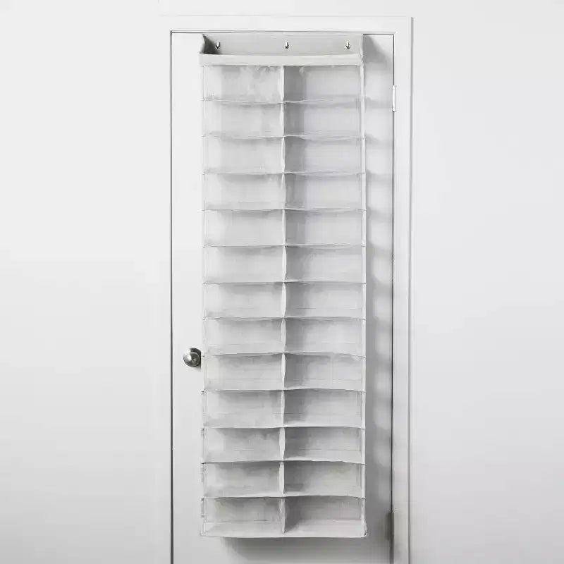 Over The Door 26 Shelf Mesh Shoe Organizer Light Gray - Brightroom™: Hanging Shoe Storage, Closet Organizer, Holds 13 Pairs