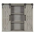 Decorative Wood Wall Storage Cabinet with 2 Sliding Barn Doors Rustic Gray - Kate & Laurel All Things Decor: Vintage Farmhouse Organizer