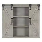 Decorative Wood Wall Storage Cabinet with 2 Sliding Barn Doors Rustic Gray - Kate & Laurel All Things Decor: Vintage Farmhouse Organizer