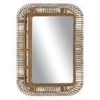 Wood Weaved Frame Wall Mirror Brown - Olivia & May: Rattan Decorative, Large Rectangle
