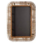 Grand Miroir Mural Rectangulaire en Rotin – Cadre Tressé en Bois Marron, 71,76 cm (l) x 99,39 cm (H)