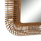 Grand Miroir Mural Rectangulaire en Rotin – Cadre Tressé en Bois Marron, 71,76 cm (l) x 99,39 cm (H)