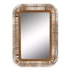 Grand Miroir Mural Rectangulaire en Rotin – Cadre Tressé en Bois Marron, 71,76 cm (l) x 99,39 cm (H)