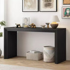 Console moderne – Placage de bois de paulownia, Noir, 31,8" l. x 59,2" H, Foyer et entrée