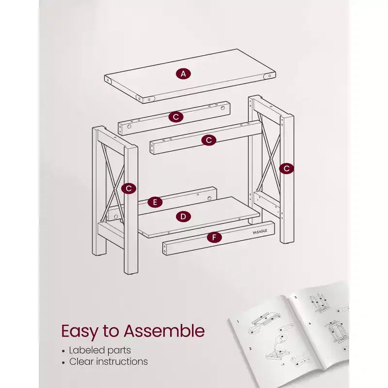 Table d'appoint de ferme à 2 niveaux avec étagère inférieure – Marron miel, 60 cm (L) x 55 cm (H)