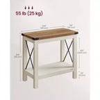 Table d'appoint de ferme à 2 niveaux avec étagère inférieure – Marron miel, 60 cm (L) x 55 cm (H)