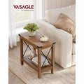 VASAGLE 2-Tier End Table, Side Table with Bottom Shelf, Nightstand for Small Spaces, for Living Room, Bedroom, Farmhouse Style