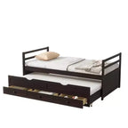 Lit simple avec tête de lit, lit gigogne et 3 tiroirs de rangement – Cadre en pin, sans sommier à ressorts