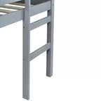 Lit mezzanine en bois d'hévéa avec échelle sécurisée – Gris, 112,5 cm de hauteur, sans sommier tapissier