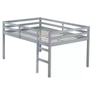 Lit mezzanine en bois d'hévéa avec échelle sécurisée – Gris, 112,5 cm de hauteur, sans sommier tapissier