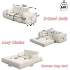 Canapé-lit convertible 3-en-1 Teddy – Fausse fourrure de mouton, 78,7 po L, capacité de 136 kg