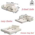 Canapé-lit convertible 3-en-1 Teddy – Fausse fourrure de mouton, 78,7 po L, capacité de 136 kg