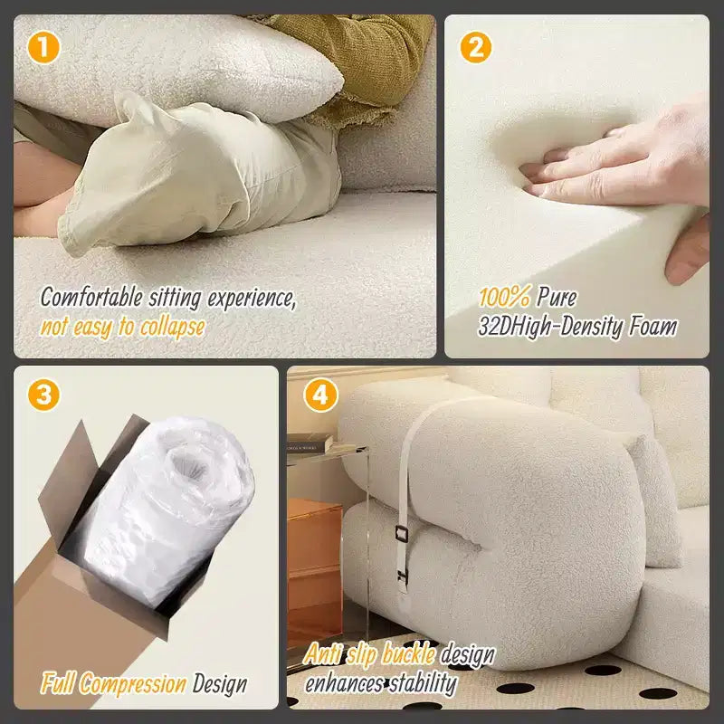 Canapé-lit convertible 3-en-1 Teddy – Fausse fourrure de mouton, 78,7 po L, capacité de 136 kg