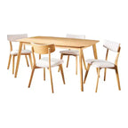 Ensemble de salle à manger 5 pièces style milieu de siècle – Table en bois d'hévéa et 4 chaises rembourrées, 4 places