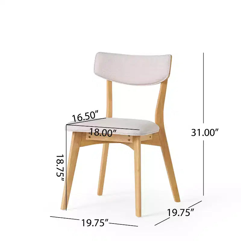 Ensemble de salle à manger 5 pièces style milieu de siècle – Table en bois d'hévéa et 4 chaises rembourrées, 4 places