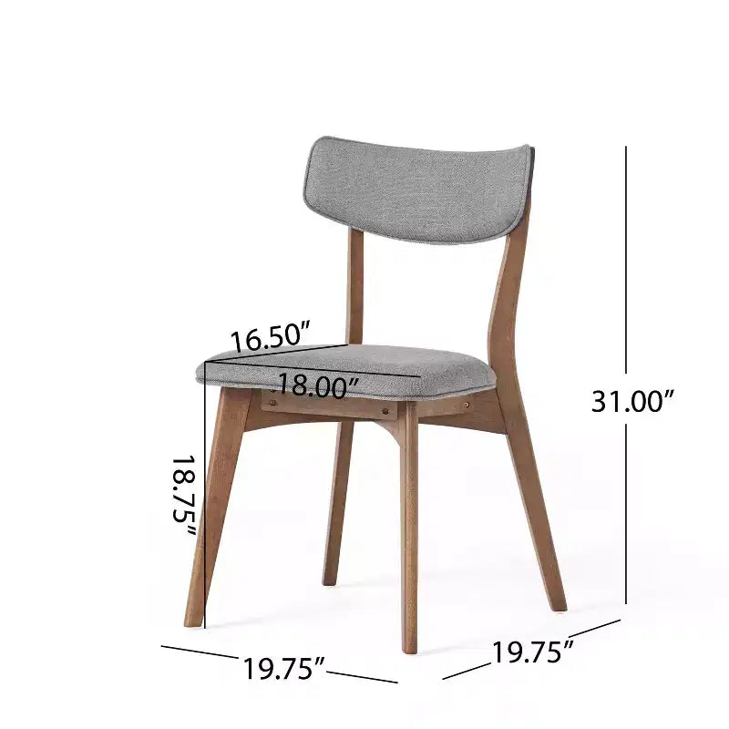 Ensemble de salle à manger 5 pièces style milieu de siècle – Table en bois d'hévéa et 4 chaises rembourrées, 4 places
