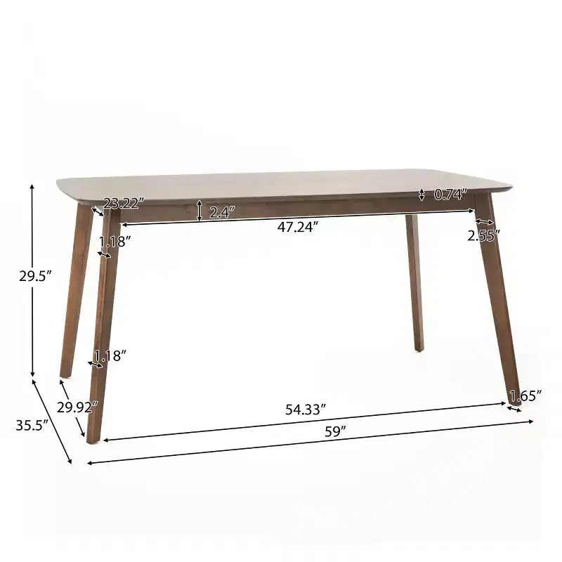 Ensemble de salle à manger 5 pièces style milieu de siècle – Table en bois d'hévéa et 4 chaises rembourrées, 4 places