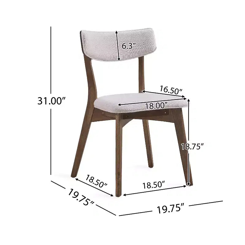 Ensemble de salle à manger 5 pièces style milieu de siècle – Table en bois d'hévéa et 4 chaises rembourrées, 4 places