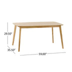 Ensemble de salle à manger 5 pièces style milieu de siècle – Table en bois d'hévéa et 4 chaises rembourrées, 4 places