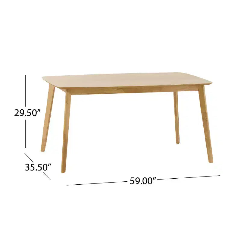 Ensemble de salle à manger 5 pièces style milieu de siècle – Table en bois d'hévéa et 4 chaises rembourrées, 4 places
