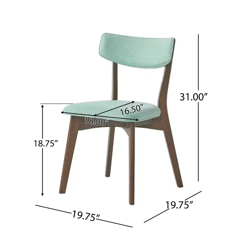 Ensemble de salle à manger 5 pièces style milieu de siècle – Table en bois d'hévéa et 4 chaises rembourrées, 4 places