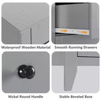 Commode haute à 5 tiroirs avec poignées rondes en nickel et kit anti-basculement – Bois blanc