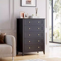 5 Chest of Drawer Dresser, Modern Tall Nightstand with Deep Drawers and Nickel Round Handle, Wood Organizer Storage Cabinet ,White