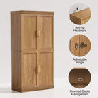 Meuble de Rangement pour Cuisine en Bois Autonome – 6 Étagères, 4 Portes, Organisateur de Rangement de Cuisine