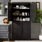 Meuble de Rangement pour Cuisine en Bois Autonome – 6 Étagères, 4 Portes, Organisateur de Rangement de Cuisine