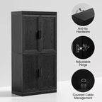 Meuble de Rangement pour Cuisine en Bois Autonome – 6 Étagères, 4 Portes, Organisateur de Rangement de Cuisine