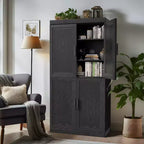 Meuble de Rangement pour Cuisine en Bois Autonome – 6 Étagères, 4 Portes, Organisateur de Rangement de Cuisine