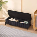 Banc ottoman de rangement en velours de 125 cm avec pieds en métal – Pour le pied de lit ou l'entrée