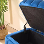 Banc ottoman de rangement en velours de 125 cm avec pieds en métal – Pour le pied de lit ou l'entrée