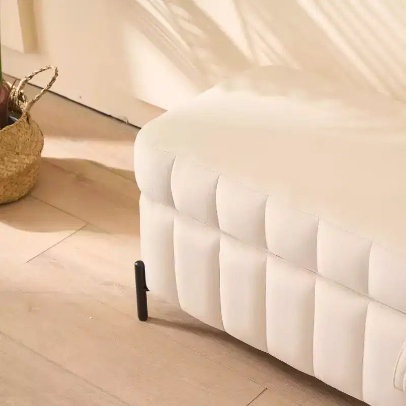 Banc ottoman de rangement en velours de 125 cm avec pieds en métal – Pour le pied de lit ou l'entrée