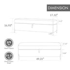Banc ottoman de rangement en velours de 125 cm avec pieds en métal – Pour le pied de lit ou l'entrée