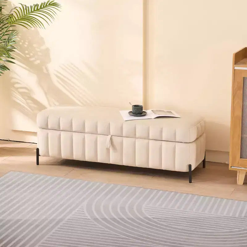 Zeus & Ruta 49.2 Velvet Upholstered Storage Ottoman Bench for End of Bed with Metal Legs