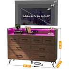 Commode large à 8 tiroirs avec étagère supérieure ouverte – Rangement moderne pour chambre et entrée