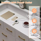 Commode large à 8 tiroirs avec étagère supérieure ouverte – Rangement moderne pour chambre et entrée