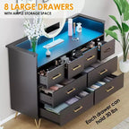 Commode large à 8 tiroirs avec étagère supérieure ouverte – Rangement moderne pour chambre et entrée