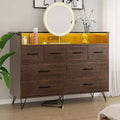 Commode large à 8 tiroirs avec étagère supérieure ouverte – Rangement moderne pour chambre et entrée