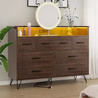Commode large à 8 tiroirs avec étagère supérieure ouverte – Rangement moderne pour chambre et entrée