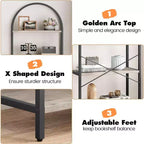 Étagère arquée à 5 niveaux – Meuble de rangement et de présentation moderne en bois et métal pour chambre et salon