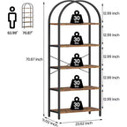 Étagère arquée à 5 niveaux – Meuble de rangement et de présentation moderne en bois et métal pour chambre et salon