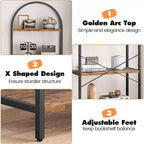 Étagère arquée à 5 niveaux – Meuble de rangement et de présentation moderne en bois et métal pour chambre et salon