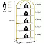 Étagère arquée à 5 niveaux – Meuble de rangement et de présentation moderne en bois et métal pour chambre et salon