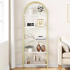 Étagère arquée à 5 niveaux – Meuble de rangement et de présentation moderne en bois et métal pour chambre et salon