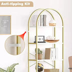 Étagère arquée à 5 niveaux – Meuble de rangement et de présentation moderne en bois et métal pour chambre et salon