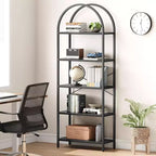 Étagère arquée à 5 niveaux – Meuble de rangement et de présentation moderne en bois et métal pour chambre et salon