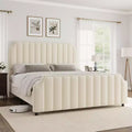 Queen Velvet Platform Bed - 50.2 Upholstered Frame with Tufted Headboard & Footboard, No Box Spring