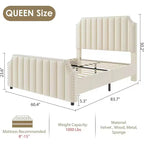 Lit plateforme Queen Velvet – Tête et pied de lit touffetés de 50,2 po, garniture cloutée, sans sommier